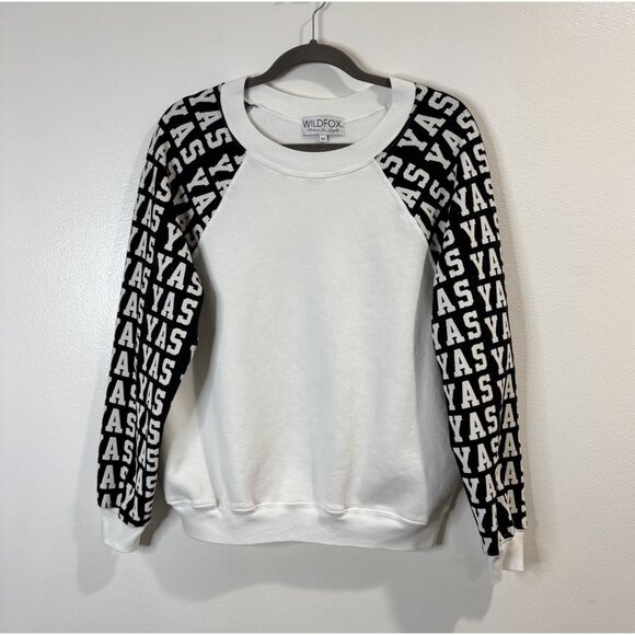 Wildfox x Broad City Sweatshirt Pullover M Yas Black White Color Block Crew - Picture 1 of 10